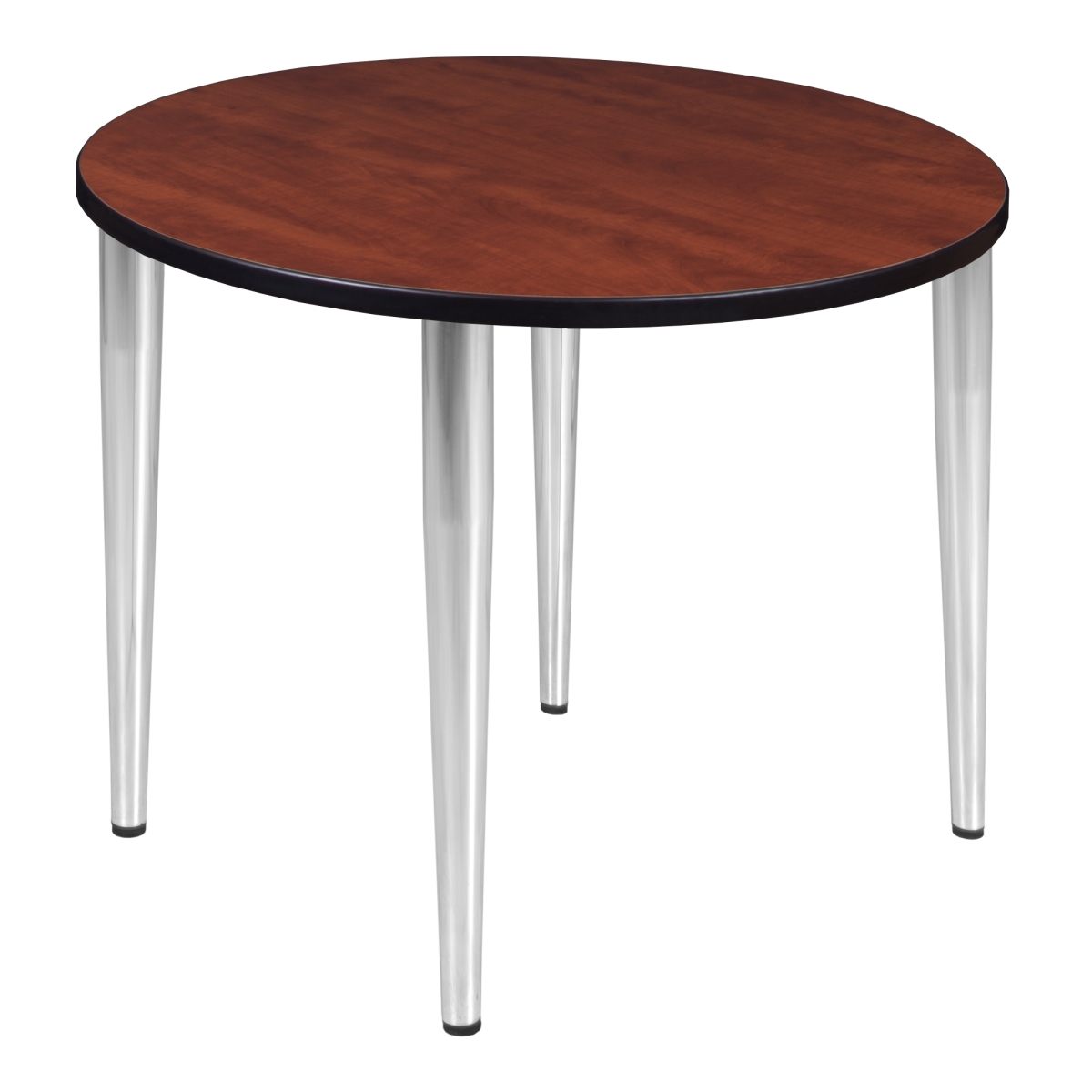 42 in. Kahlo Round Tapered Leg Table, Cherry & Chrome