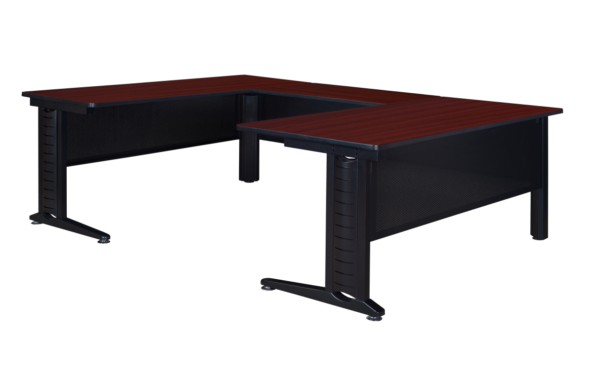 Fusion 72 in. U-Desk Shell with 42 in. Bridge- Mahogany