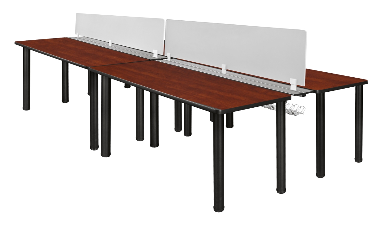 60 x 24 in. Kee Double Benching System with Privacy Divider, Cherry & Black