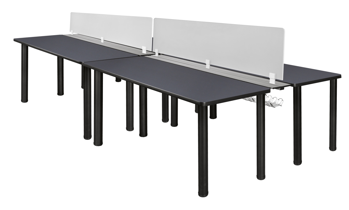 60 x 24 in. Kee Double Benching System with Privacy Divider, Grey & Black