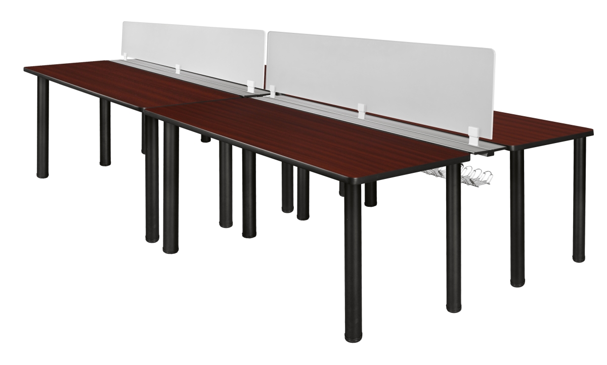 60 x 24 in. Kee Double Benching System with Privacy Divider, Mahogany & Black