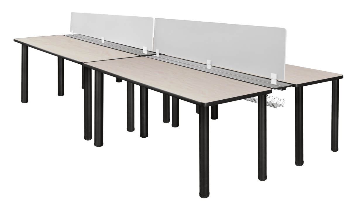 60 x 24 in. Kee Double Benching System with Privacy Divider, Maple & Black