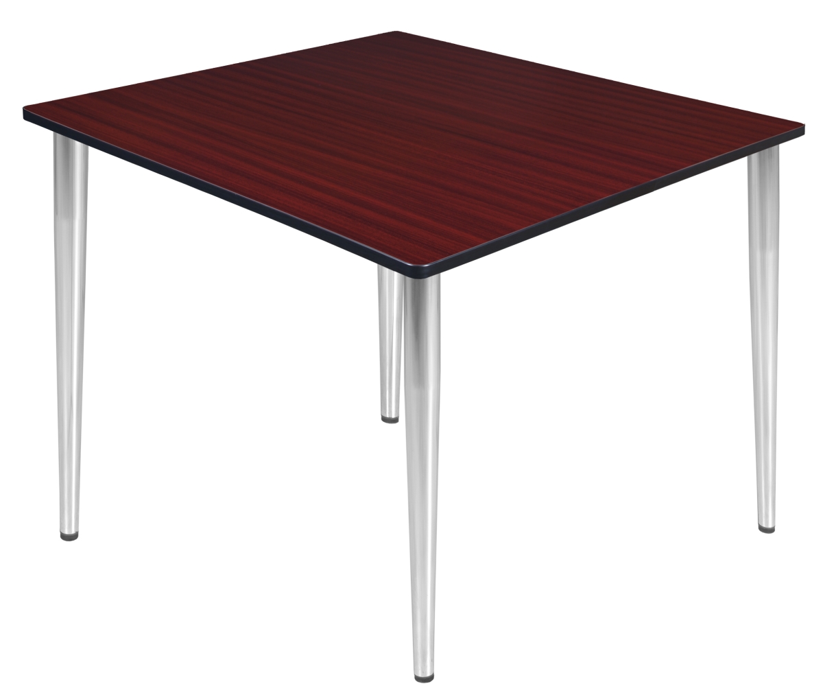 48 in. Kahlo Square Tapered Leg Table, Mahogany & Chrome
