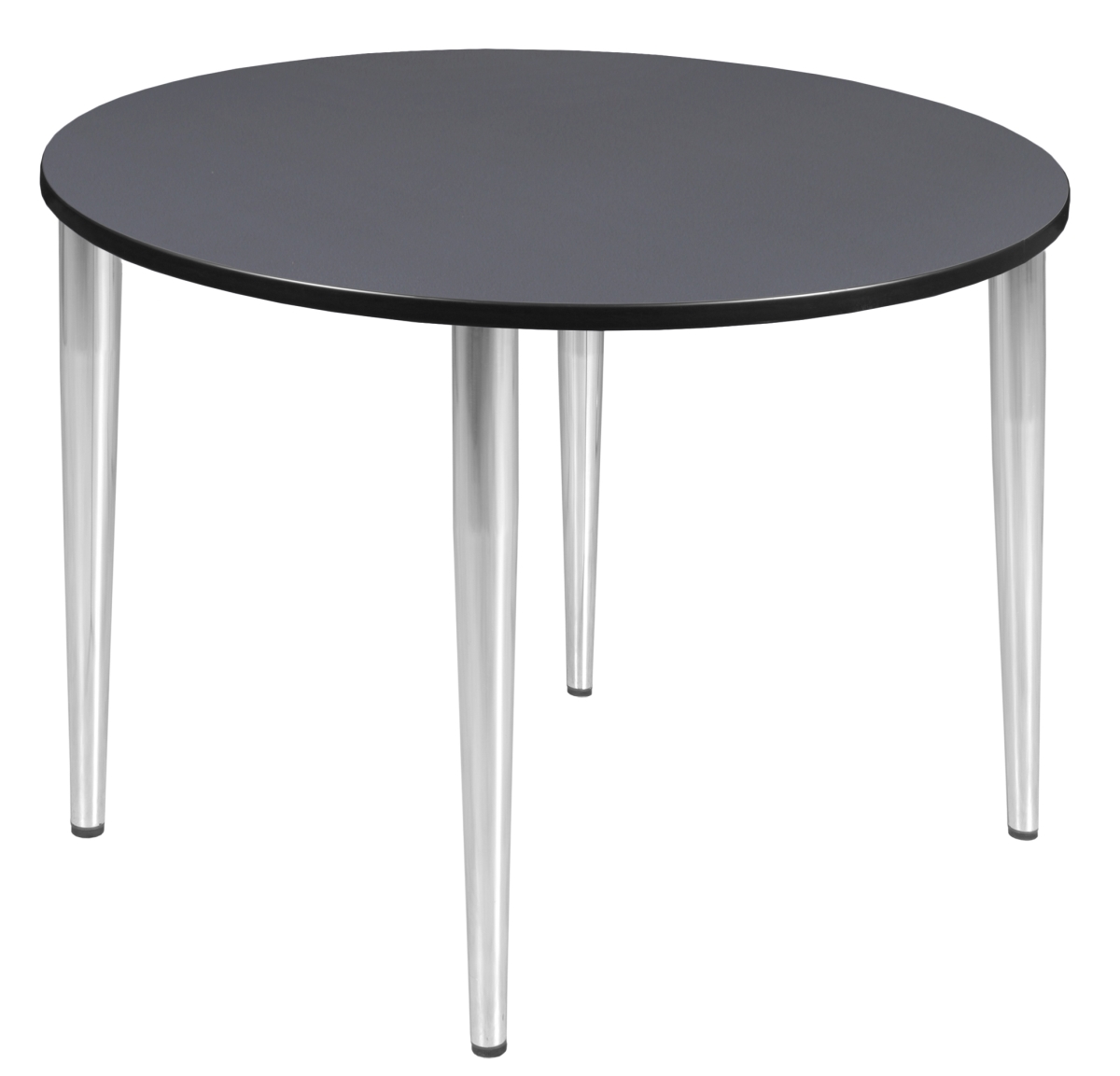 48 in. Kahlo Round Tapered Leg Table, Gray & Chrome