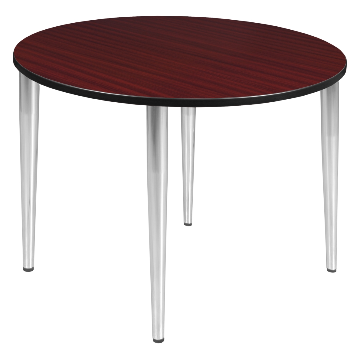 48 in. Kahlo Round Tapered Leg Table, Mahogany & Chrome