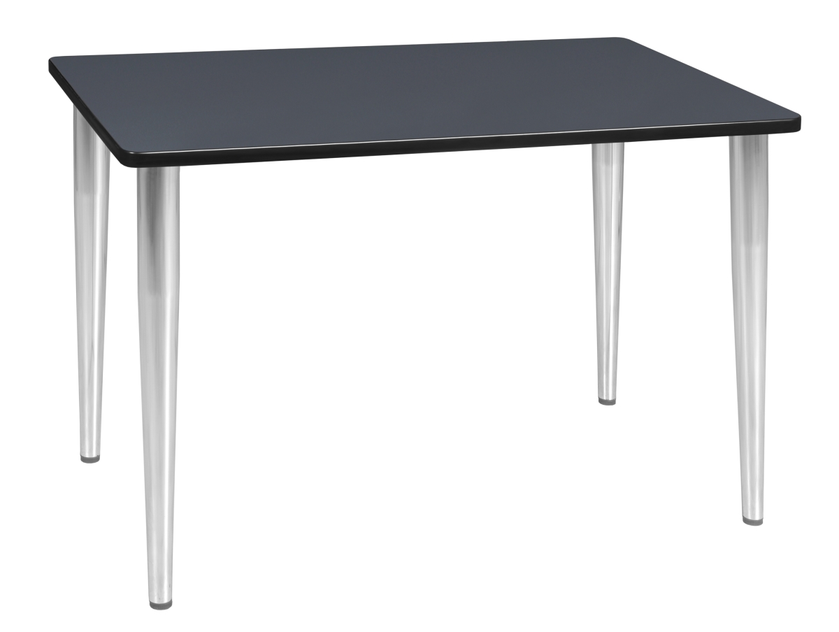 42 x 24 in. Kahlo Tapered Leg Table, Grey & Chrome