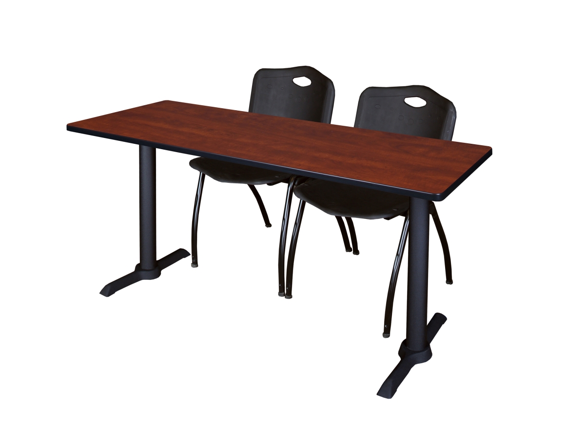72 x 24 in. Cain Training Table, Cherry & 2 in. M Stack Chairs - Black