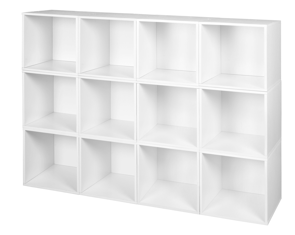 Picture of Niche PC12PKWH Cubo Storage Set with 12 Cubes&#44; White Wood Grain