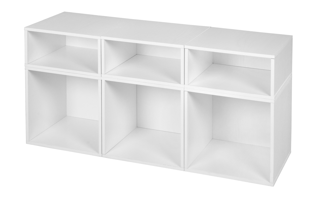 Picture of Niche PC3F3HWH Cubo Storage Set with 3 Full Cubes & 3 Half Cubes&#44; White Wood Grain