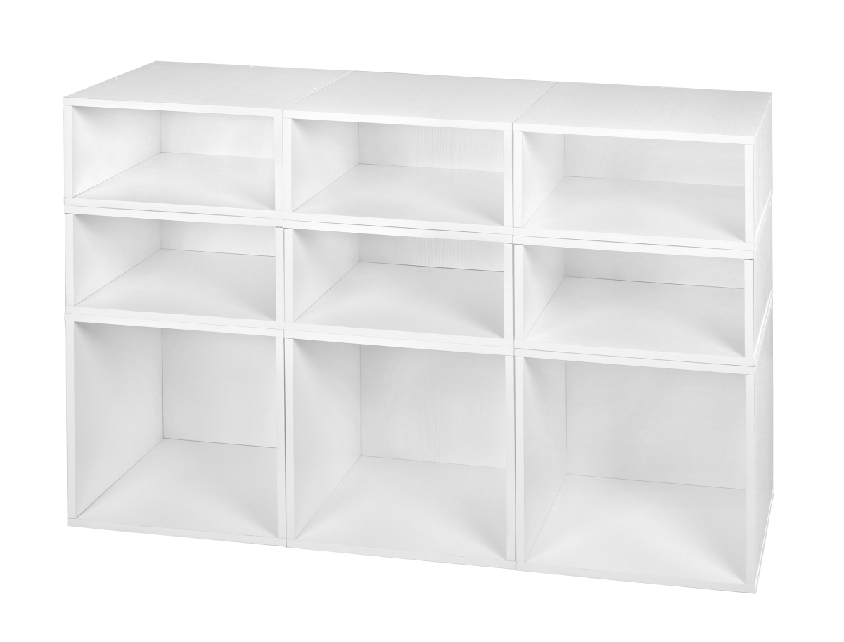 Picture of Niche PC3F6HWH Cubo Storage Set with 3 Full Cubes & 6 Half Cubes&#44; White Wood Grain