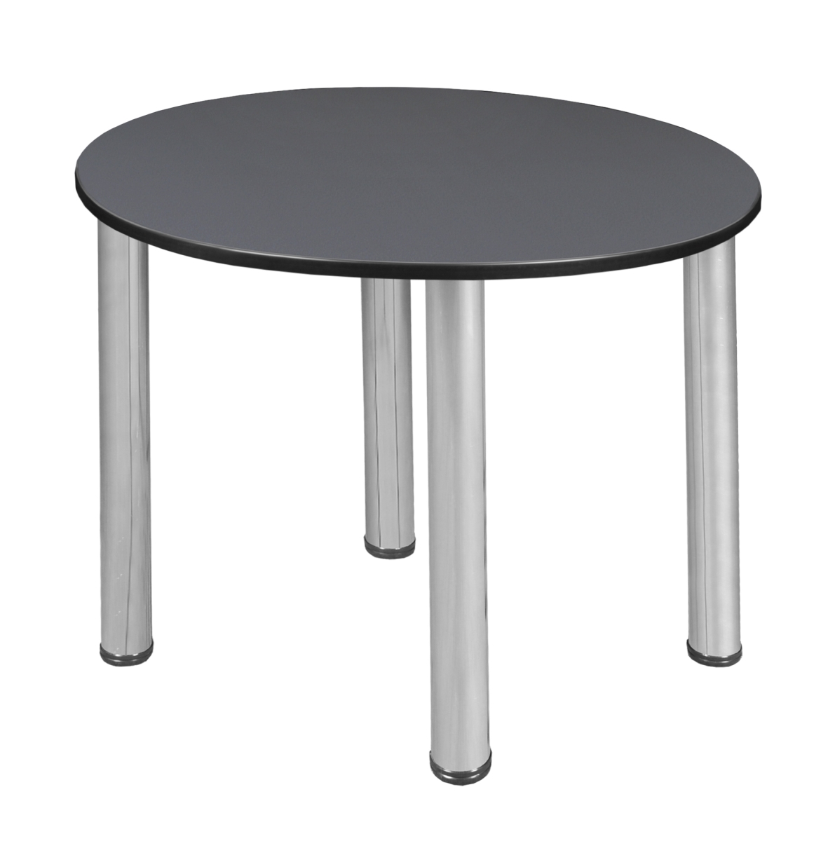 30 in. Kee Round Slim Table, Grey & Chrome