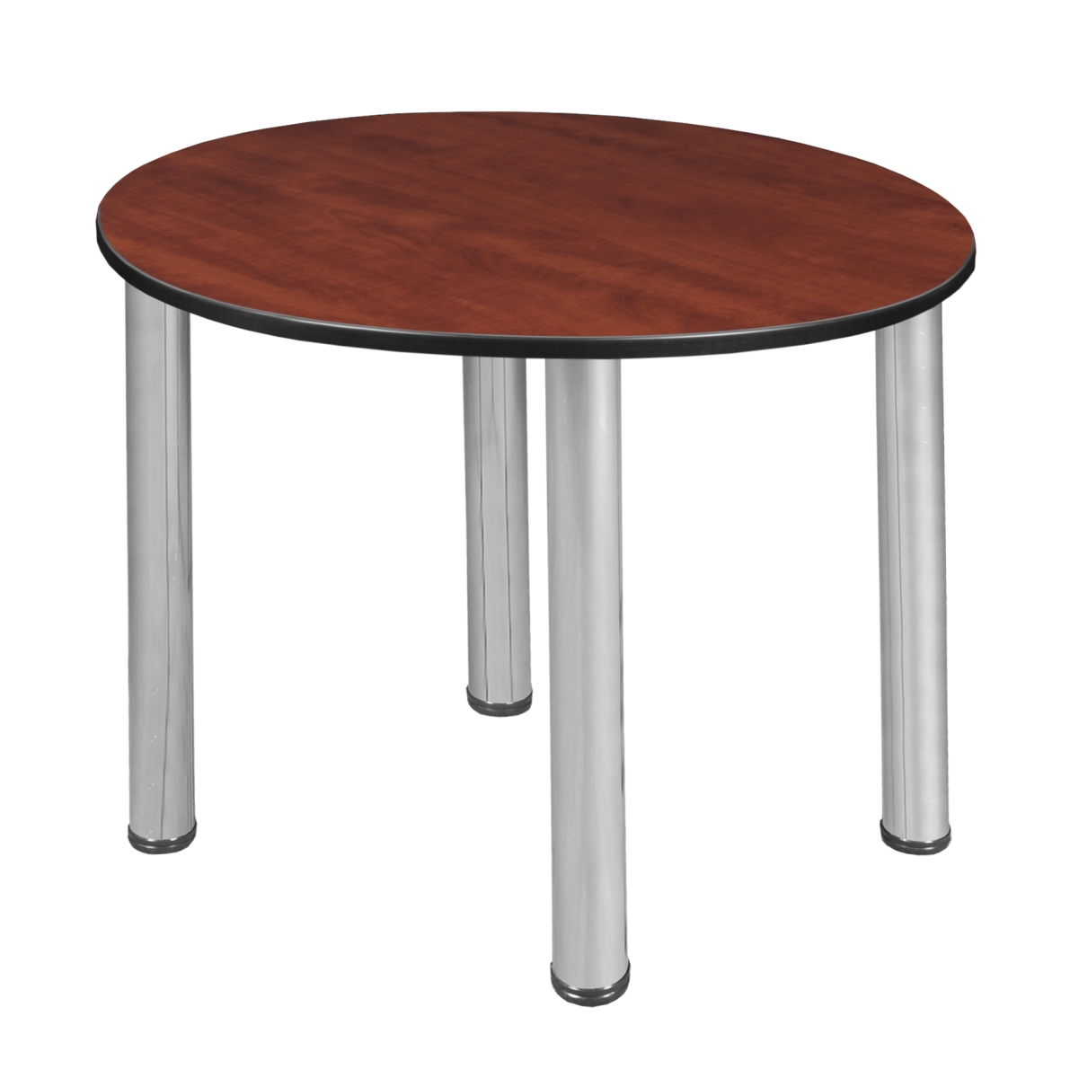 30 in. Kee Round Slim Table, Cherry & Chrome