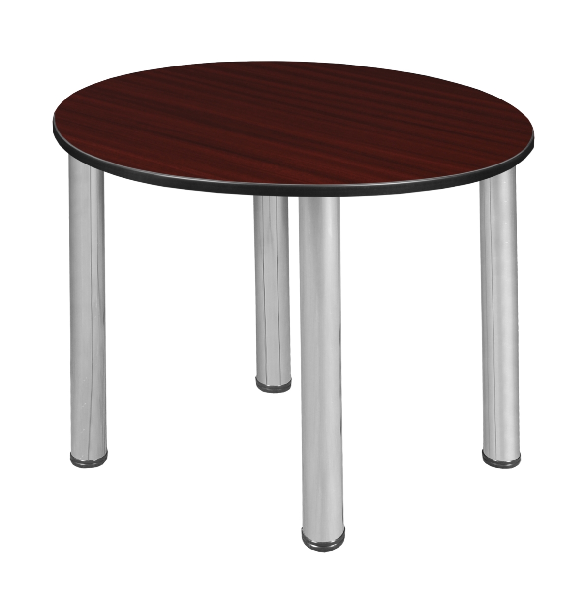 30 in. Kee Round Slim Table, Mahogany & Chrome