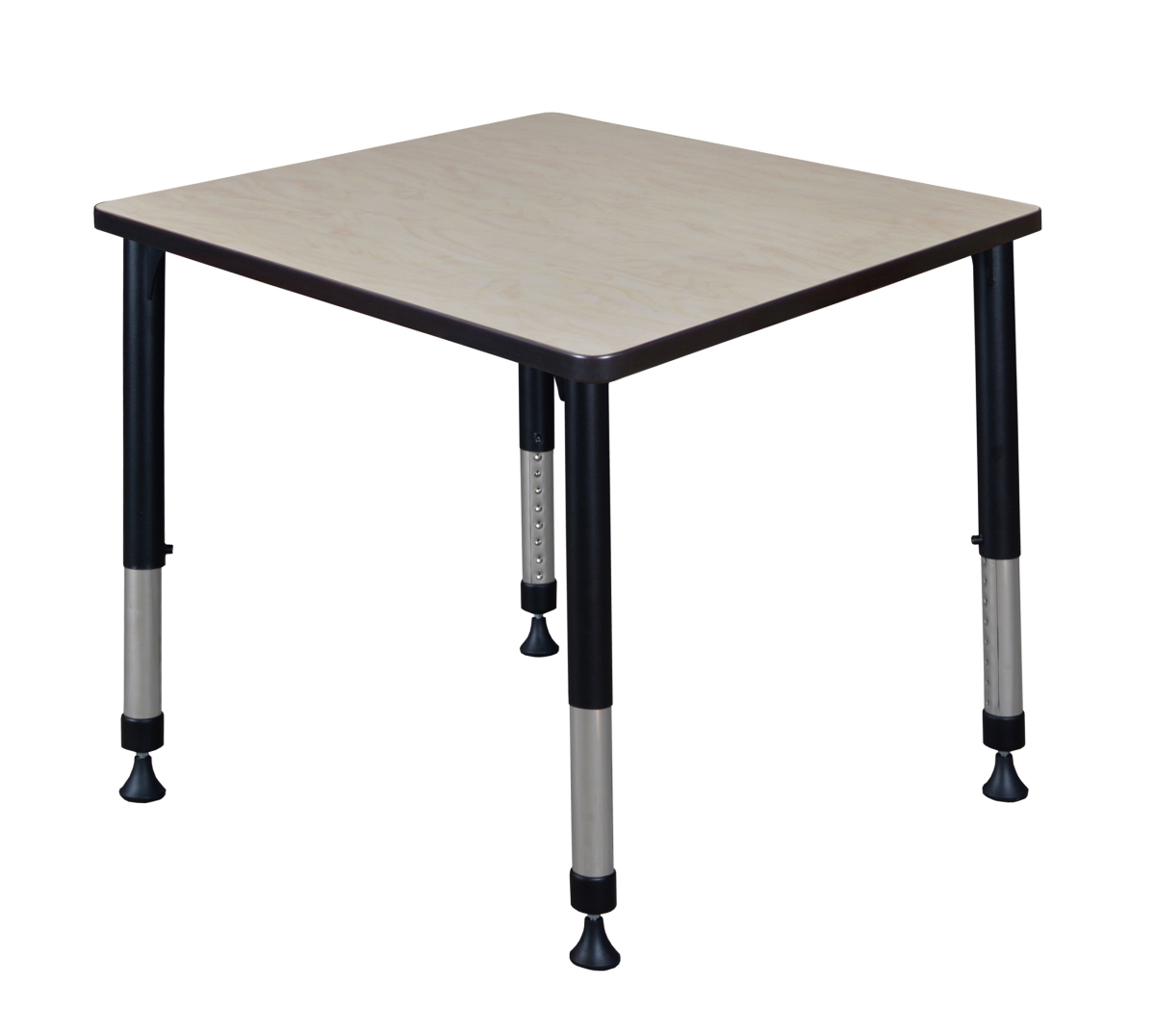 Kee 30in. Square Maple Height Adjustable Classroom Table - Black - 30in.