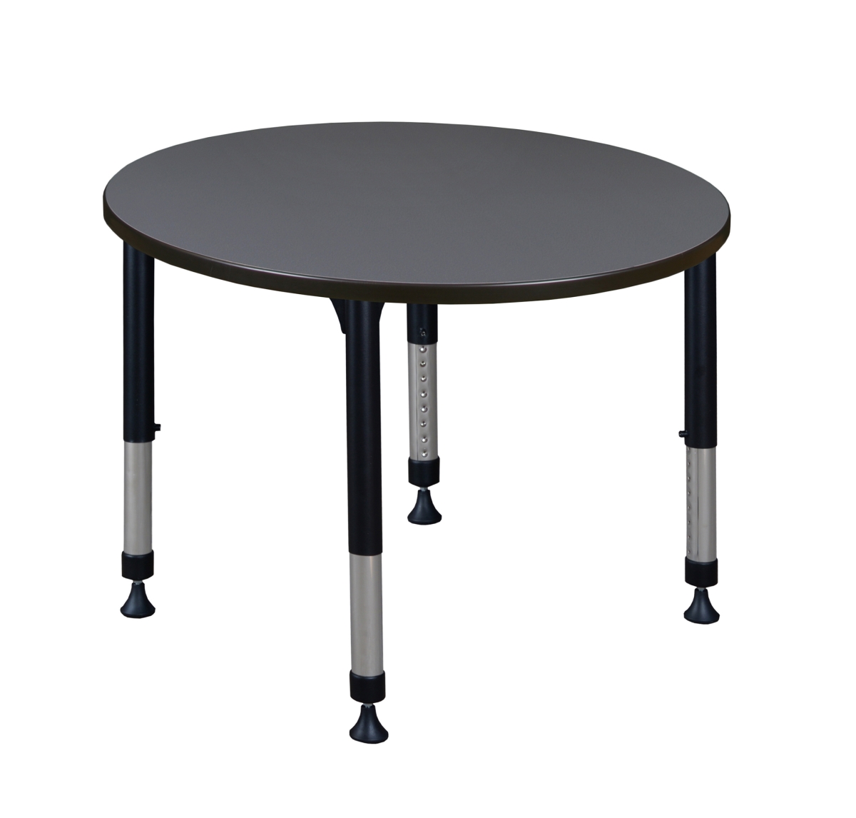 TB42RNDGYAPBK Kee 42 in. Grey Round Height Adjustable Classroom Table