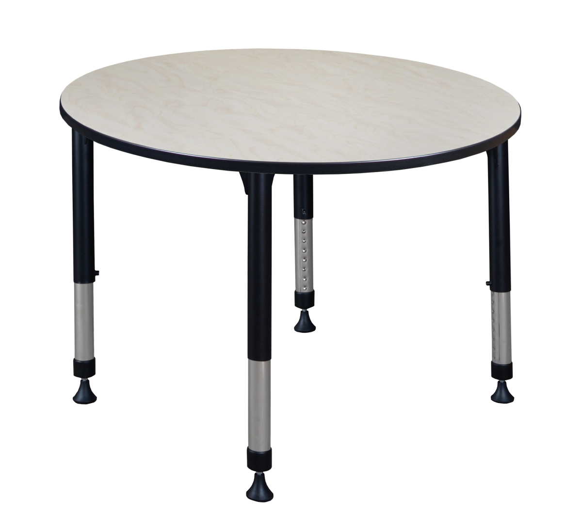 48 in. Kee Round Height Adjustable Classroom Table, Maple