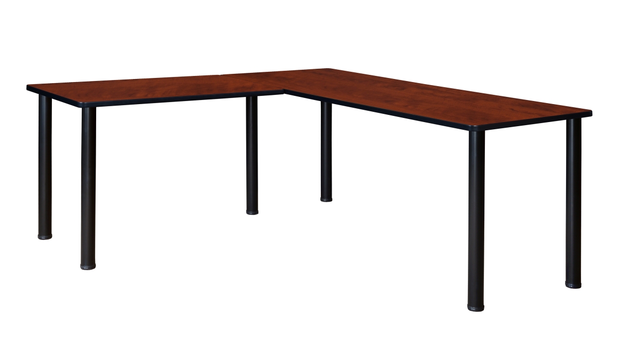 Kee 60 in. L-Desk with 42 in. Return, Cherry & Black