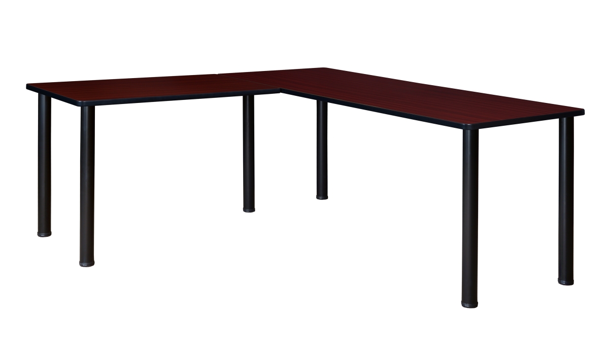 Kee 66 in. L-Desk with 42 in. Return, Mahogany & Black