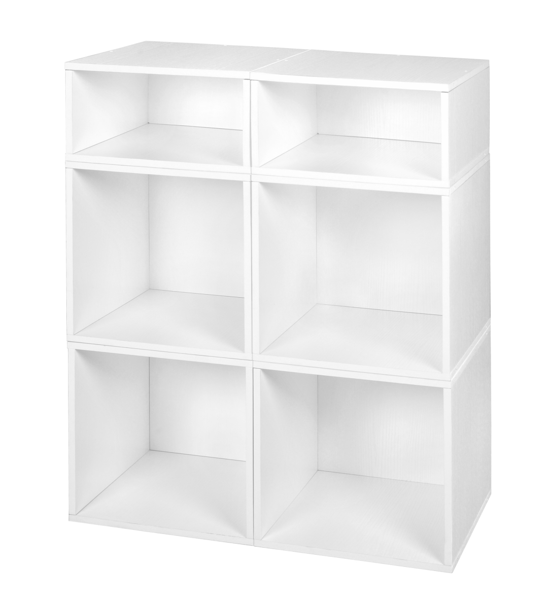Picture of Niche PC4F2HWH Cubo Storage Set with 4 Full Cubes & 2 Half Cubes&#44; White Wood Grain