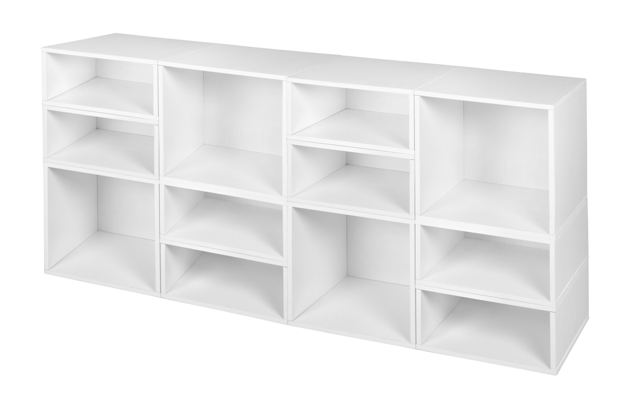 Picture of Niche PC4F8HWH Cubo Storage Set with 4 Full Cubes & 8 Half Cubes&#44; White Wood Grain