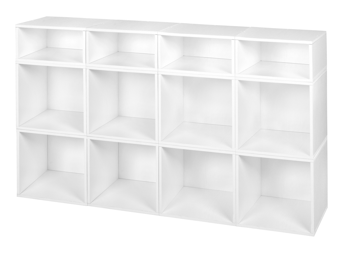 Picture of Niche PC8F4HWH Cubo Storage Set with 8 Full Cubes & 4 Half Cubes&#44; White Wood Grain