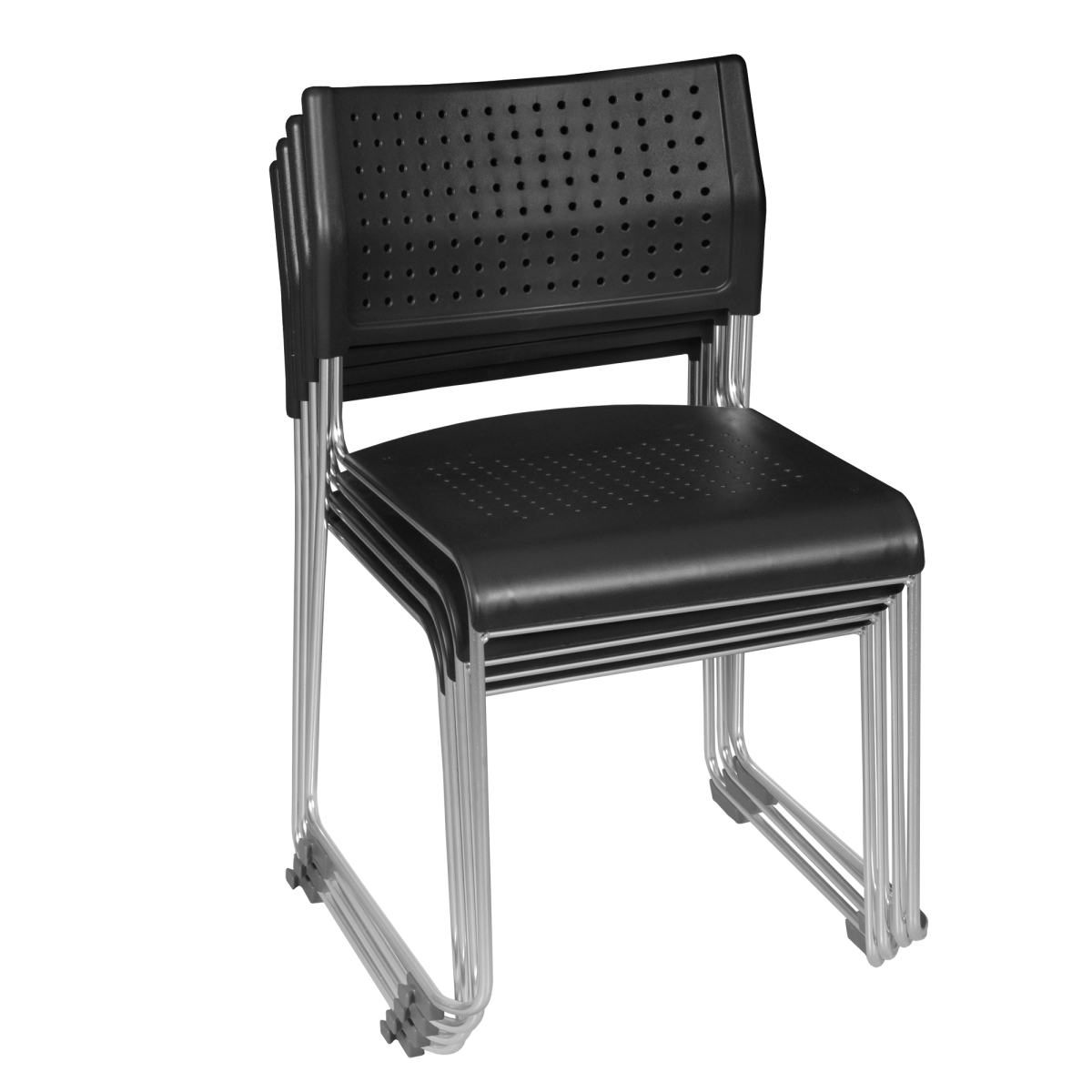 Picture of Regency 4600BKCM4PK Eris Stack Chair&#44; Black & Chrome - Pack of 4