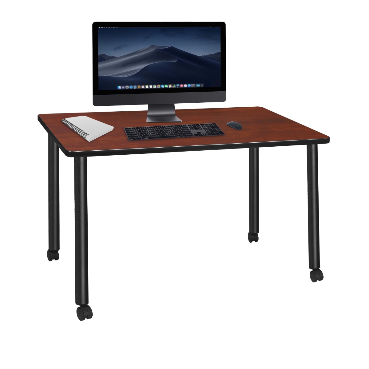 48 x 24 in. Kee Mobile Desk with Cherry Top, Black Legs