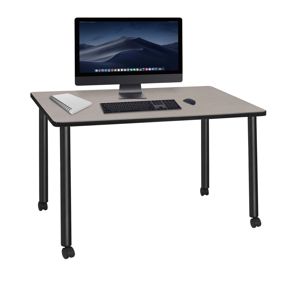 MDCL4824PLBK 48 x 24 in. Kee Mobile Desk with Maple Top, Black Legs
