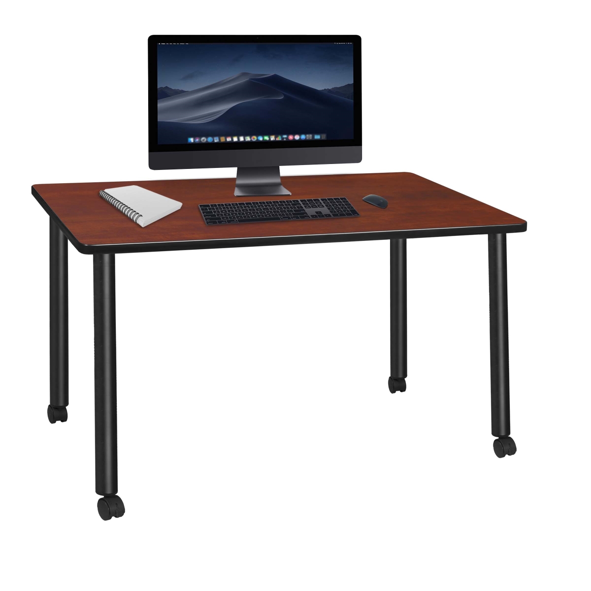 60 x 24 in. Kee Mobile Desk with Cherry Top, Black Legs
