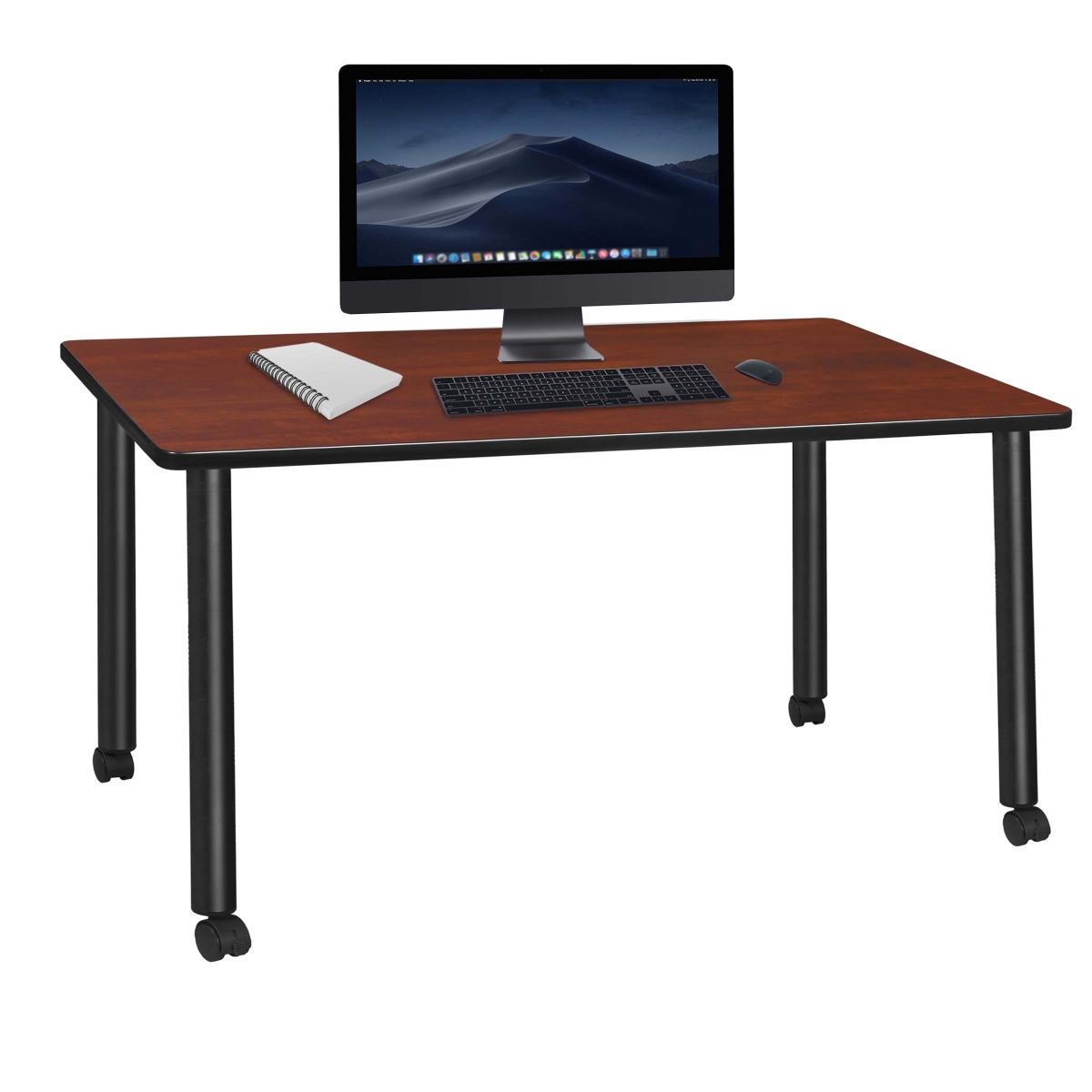 MDCL6624CHBK 66 x 24 in. Kee Mobile Desk with Cherry Top, Black Legs