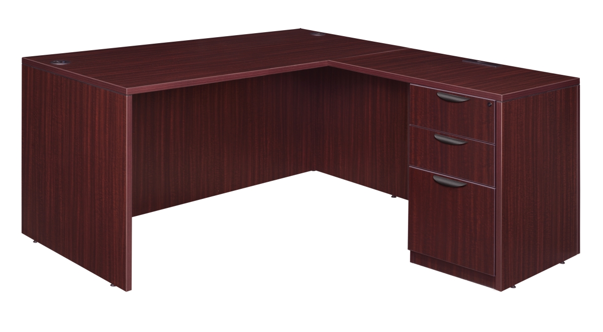 71 in. Legacy Single Full Pedestal L-Desk with 47 in. Return, Mahogany