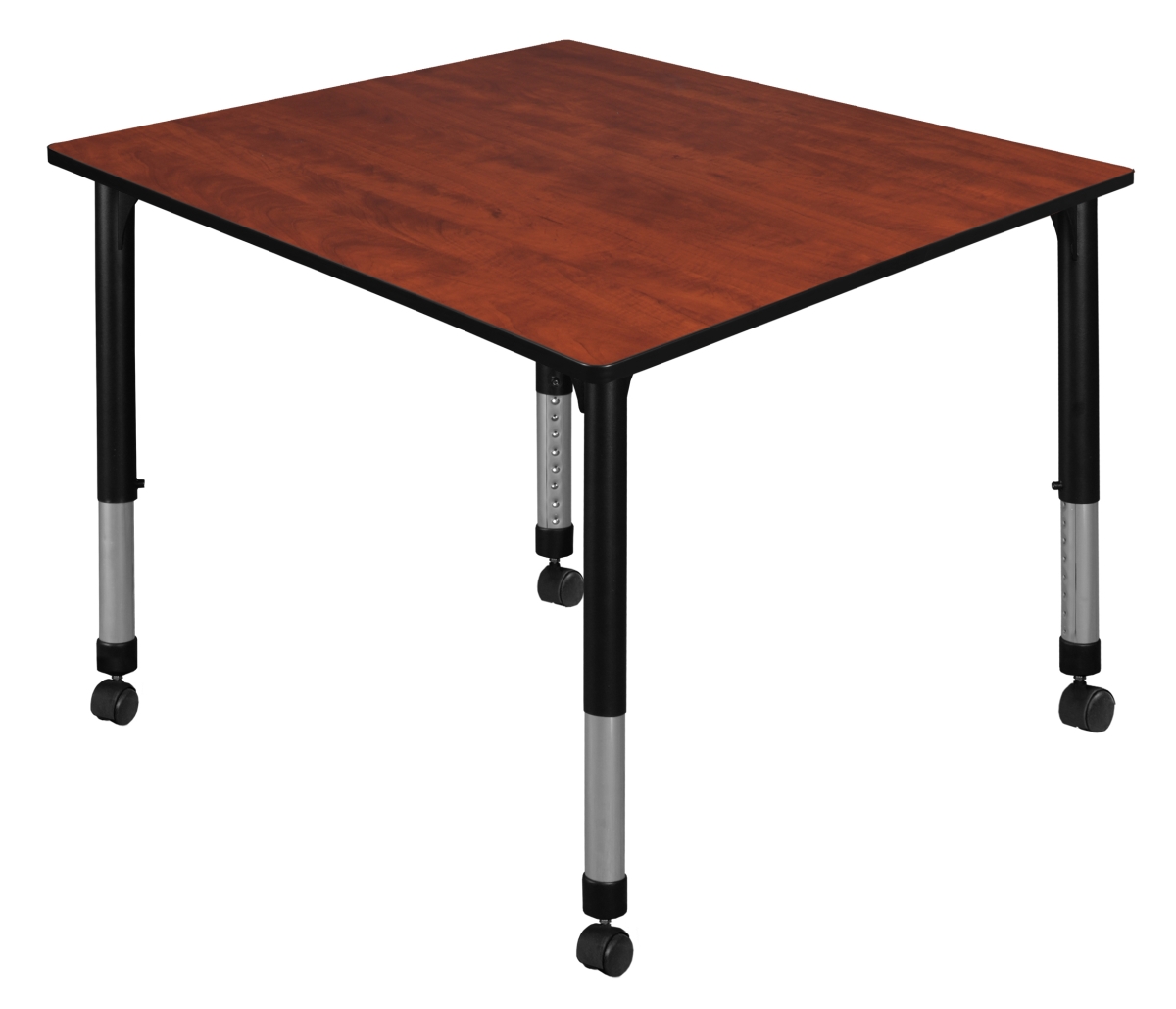 TB4848CHAPCBK 48 in. Kee Square Height Adjustable Mobile Classroom Table, Cherry