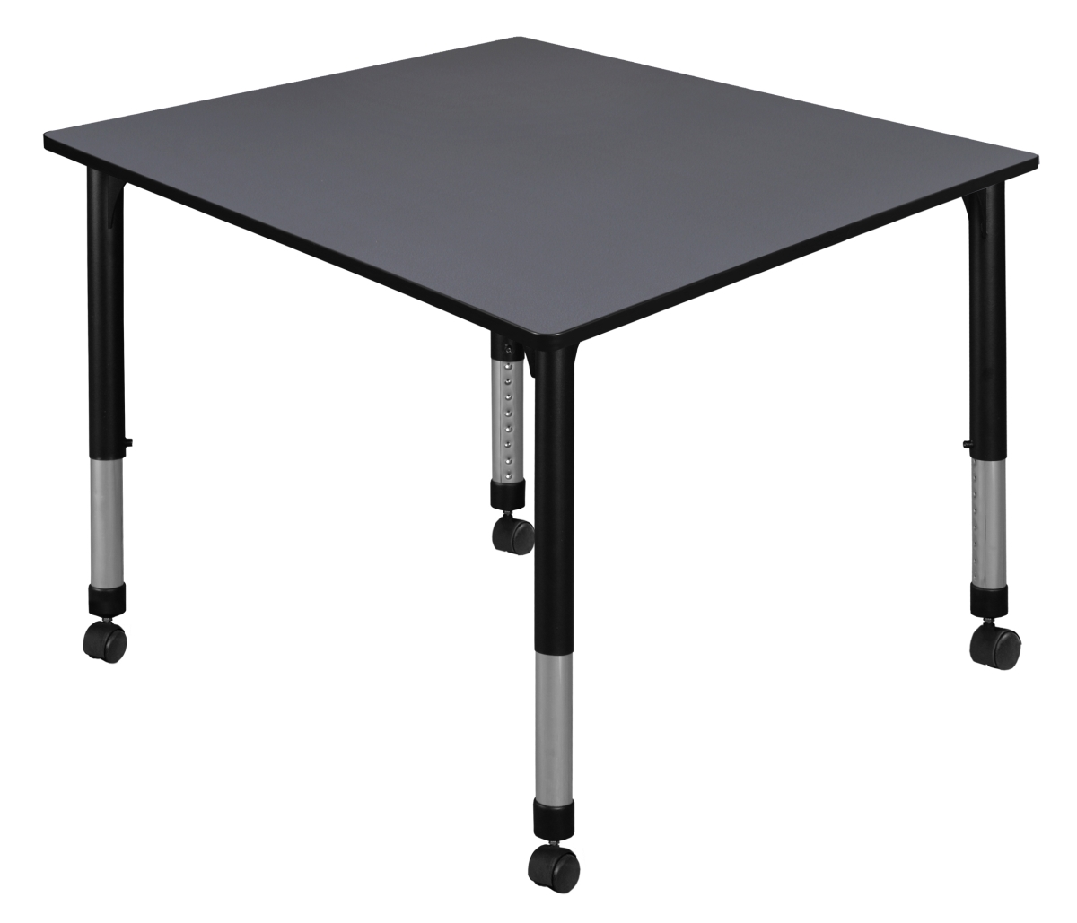 TB4848GYAPCBK 48 in. Kee Square Height Adjustable Mobile Classroom Table, Grey