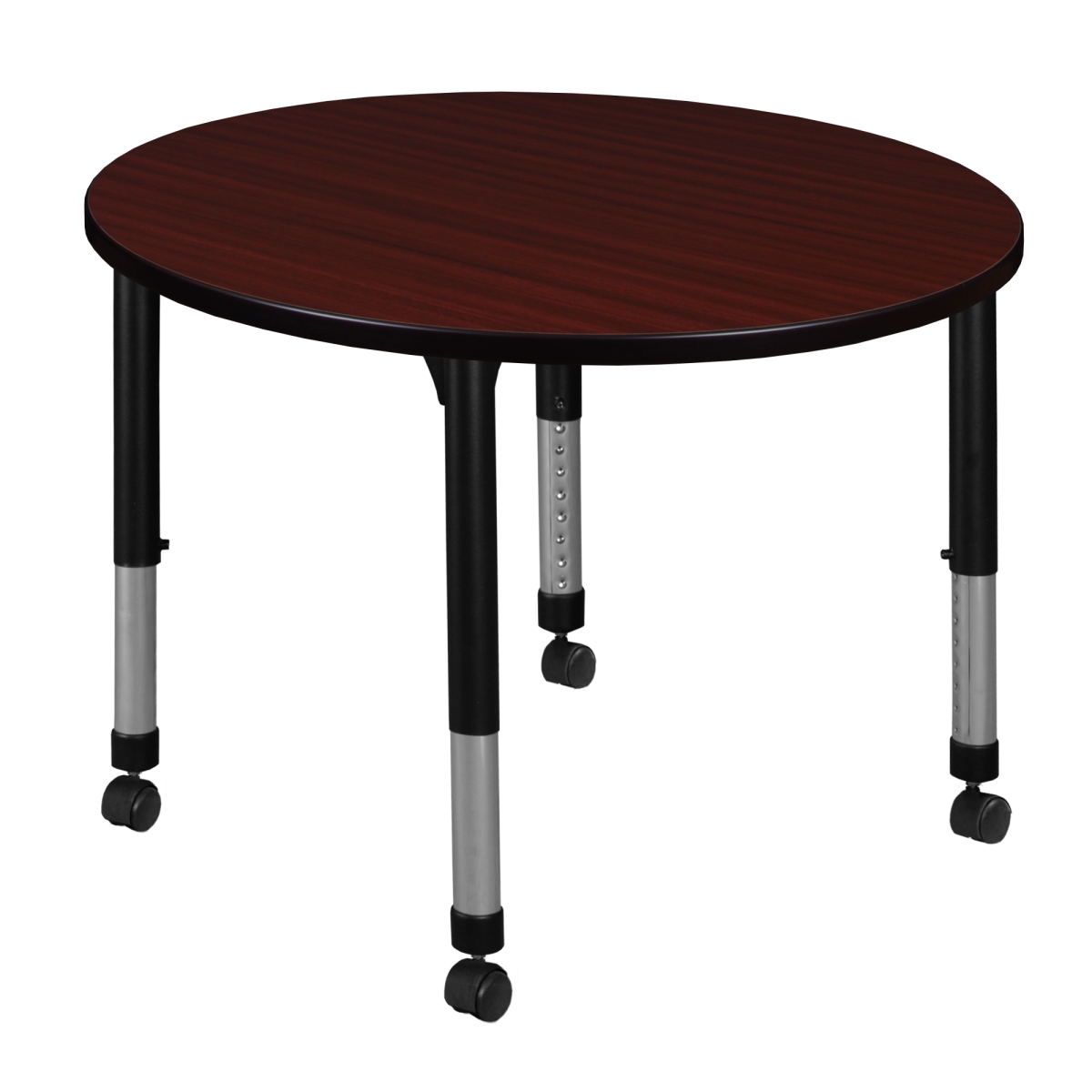 TB42RNDMHAPCBK 42 in. Kee Round Height Adjustable Mobile Classroom Table, Mahogany
