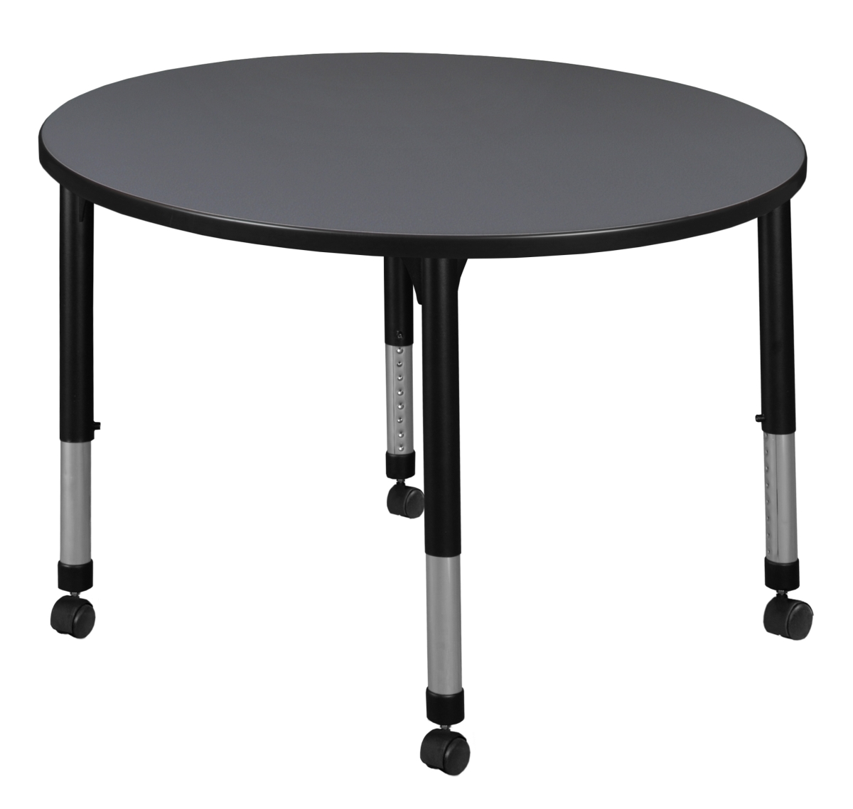 TB30RNDGYAPCBK 30 in. Kee Round Height Adjustable Mobile Classroom Table, Grey