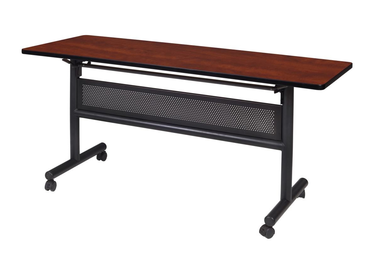 60 in. Kobe Flip Top Mobile Training Table with Modesty, Cherry