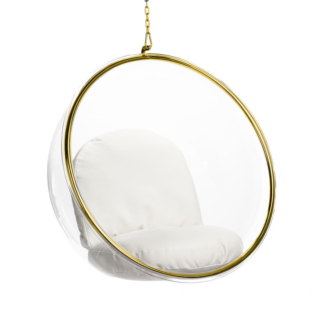 Picture of Aron Living AL10063 Gold Bubble Chair, White - 42 x 41 x 32 in.