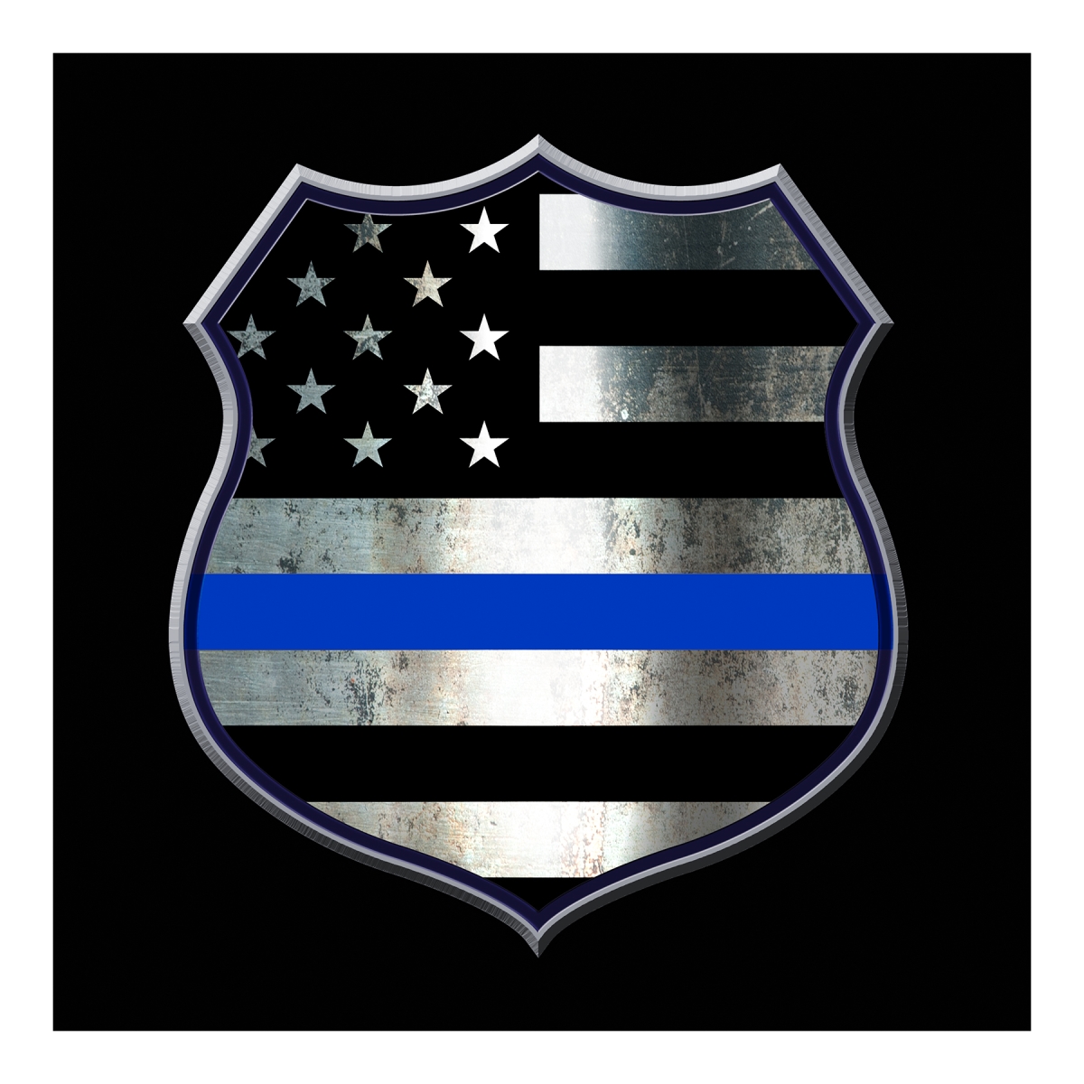 17101 Thin Blue Line Shield Short Sleeve T-Shirt - 2XL