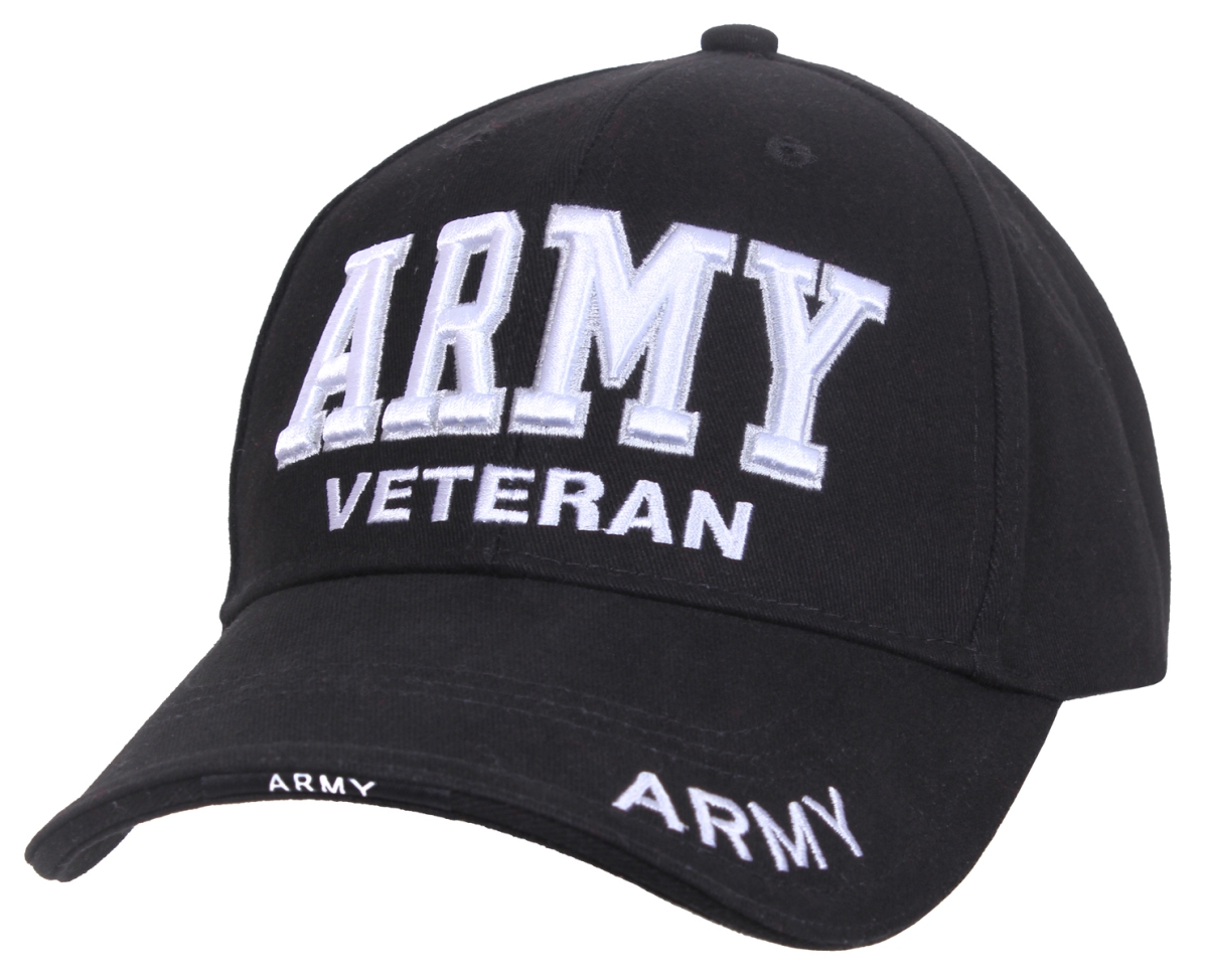 17115 Deluxe Low Profile Army Veteran Cap, Black