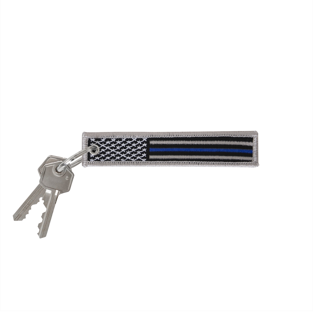 19690 Thin Blue Line Flag Patch Keychain