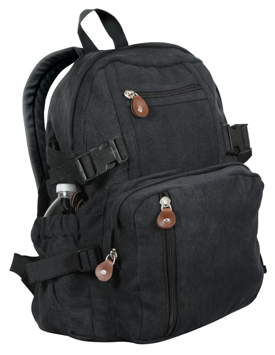 10623 Vintage Canvas Compact Backpack, Black