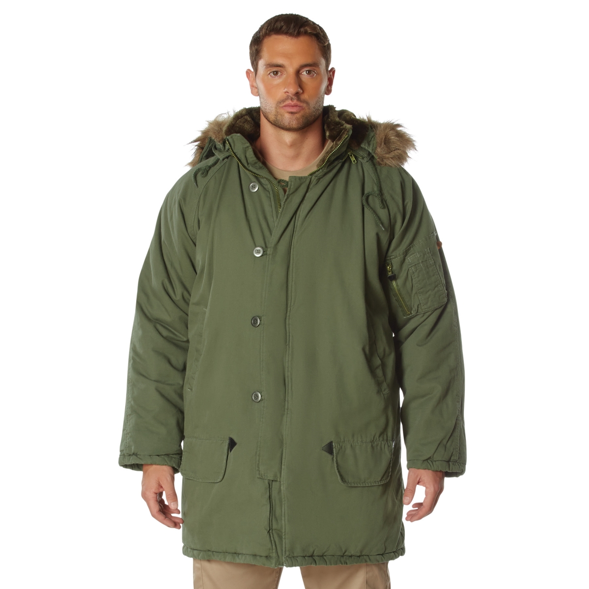 11005 Vintage N-3B Parka Military Jackets, Olive Drab - 2XL