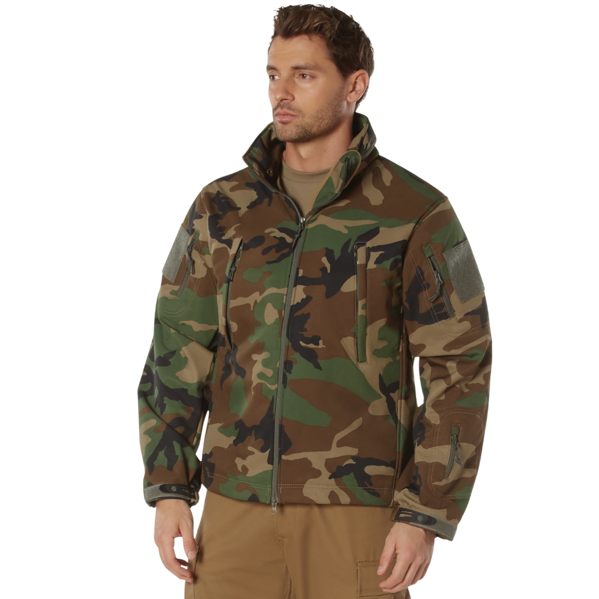 12677 Special Ops Soft Shell Jacket, Woodland Camo - Large
