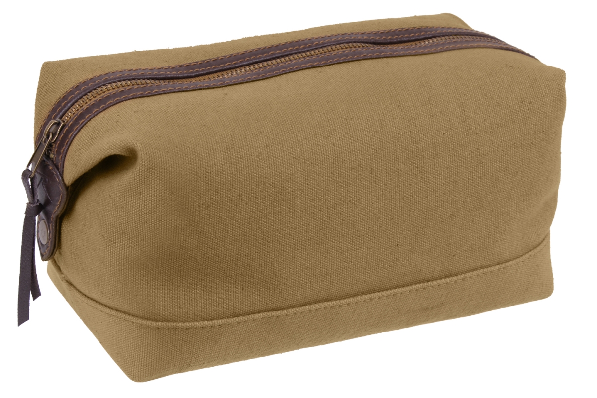 15718 Canvas  Leather Travel Kit44 Coyote Brown