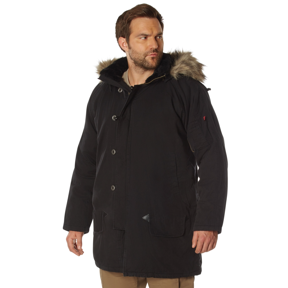 16181 Vintage N-3B Parka Military Jackets, Black - 2XL