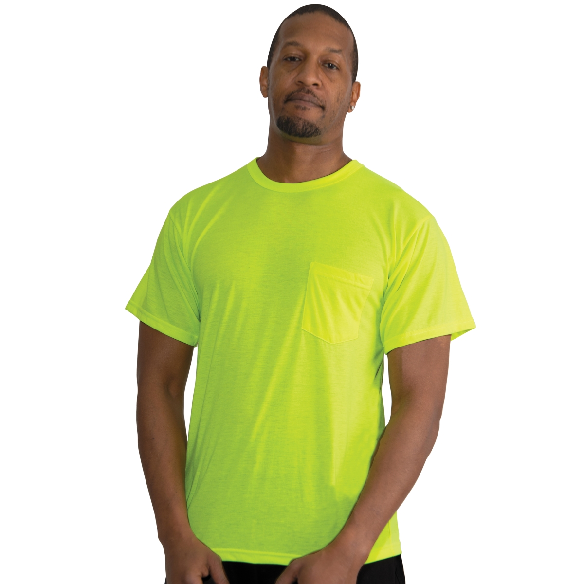 21139 Moisture Wicking Pocket Short Sleeve T-Shirt, Safety Green - Medium