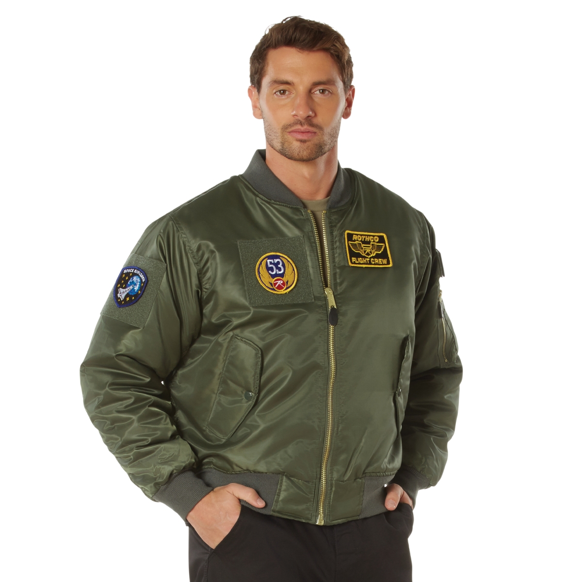 21610 MA-1 Flight Jacket with Patches, Sage Green - 4XL