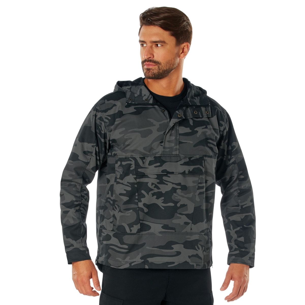 21675 Anorak Parka Military Jacket, Black Camo - Medium