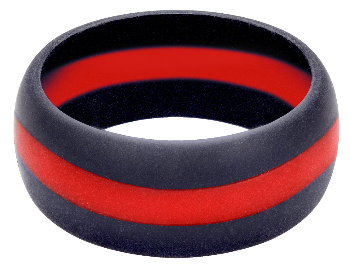 17375 Thin Red Line Silicone Military Rings - Size 9