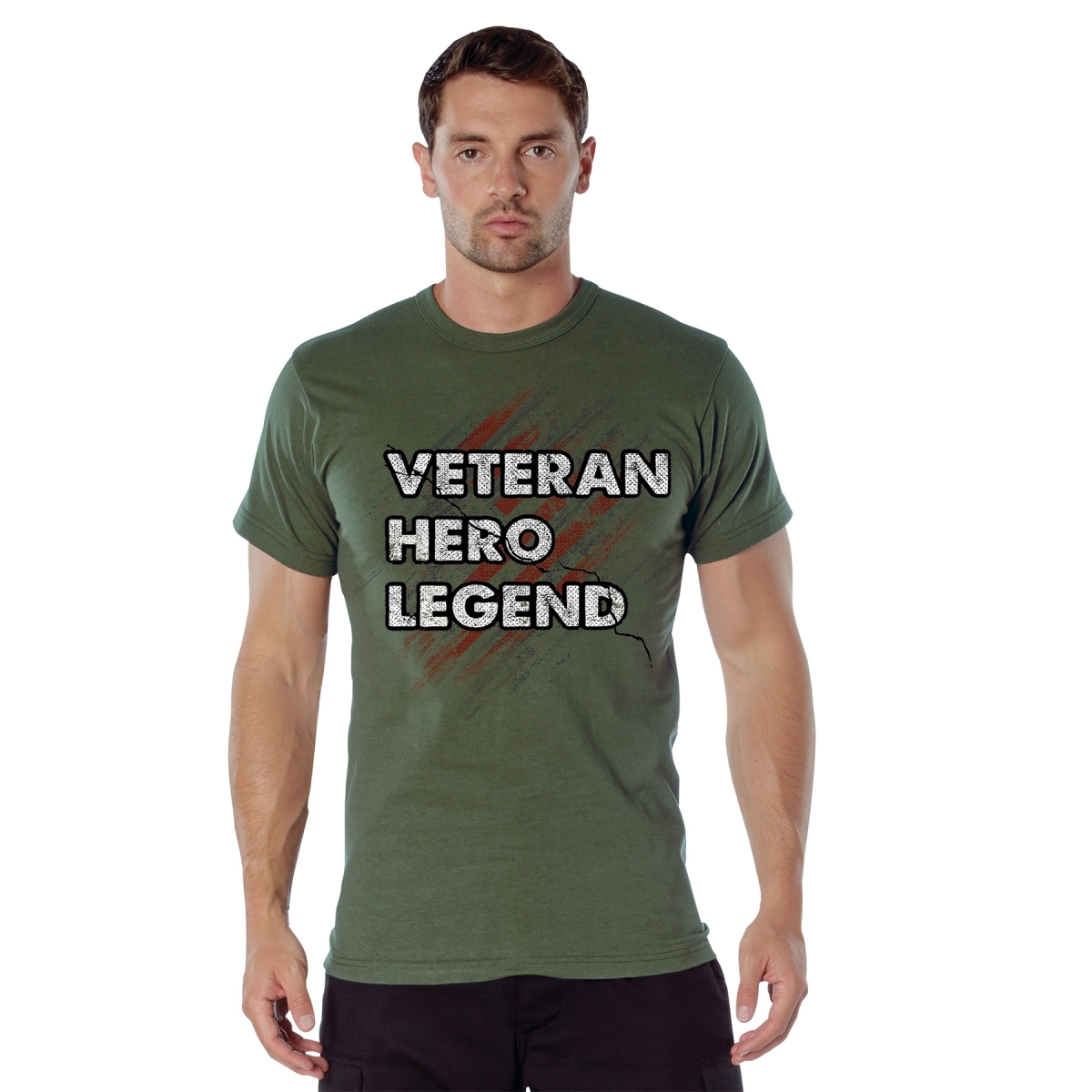 30391 Veteran Hero Legend Short Sleeve T-Shirt, Olive Drab - Extra Large